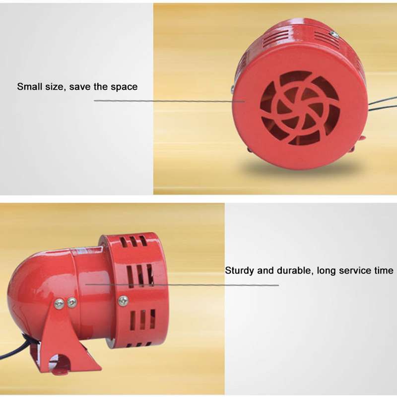 Loud Sound Horn 12V 105dB Electric Car Driven Brake Motor Air Raid Siren Horn Alarm Loud 50s Red for