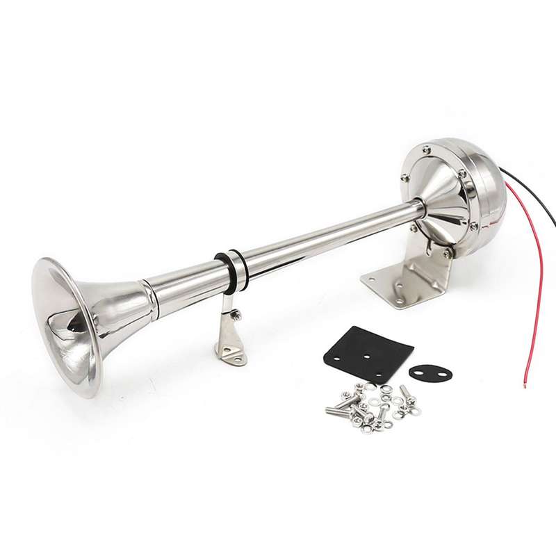 24V Single Trumpet Horn Marine Boat Air Horn 125dB Electric Air Horn for Truck Yacht Bus All 24V Veh