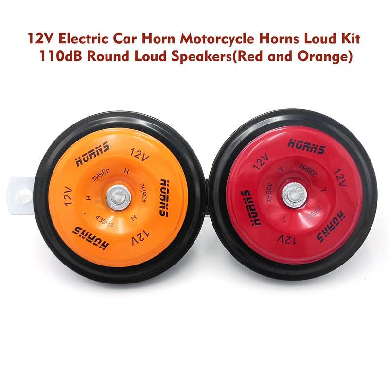 12V Universal Electric Car Horn High Low Tone Horn Waterproof Round Loud Speakers 110dB for Cars mot
