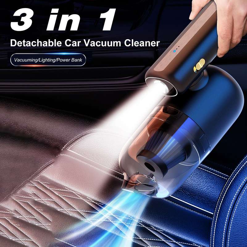 Car Vacuum Cleaner 3 in 1 Handheld Vacuum Detachable Car Cleaner Strong Suction with LED Light Power