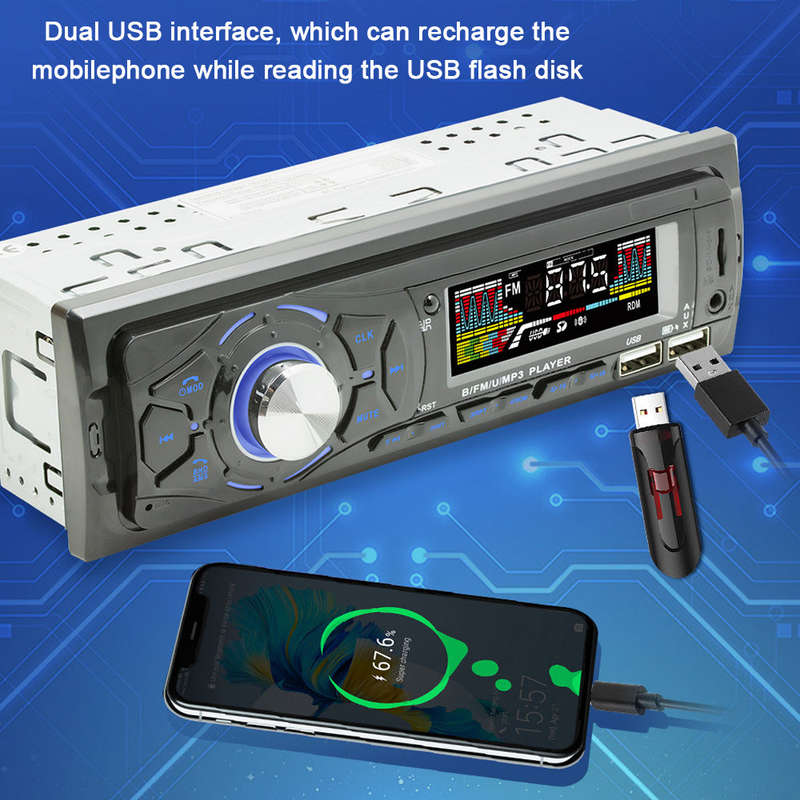 Multi-function Car BT MP3 Player Dual USB Interface Car Music Player Auto Voice Assistant MP3 Player