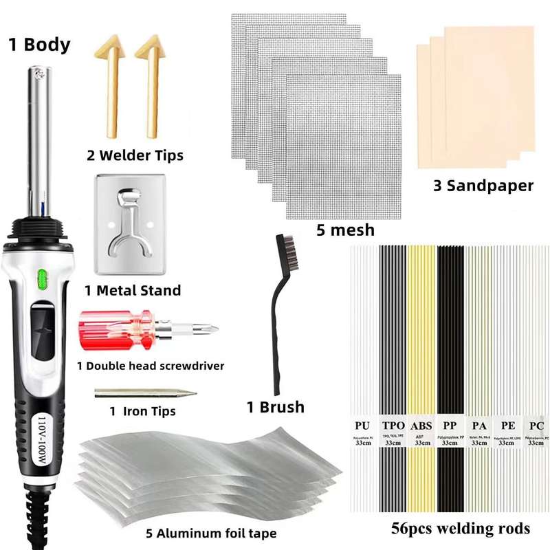 100W Plastic Welding kit,2-in-1 Plastic Welder & Soldering Iron Gun, 3-Speed Temperature Control Sol
