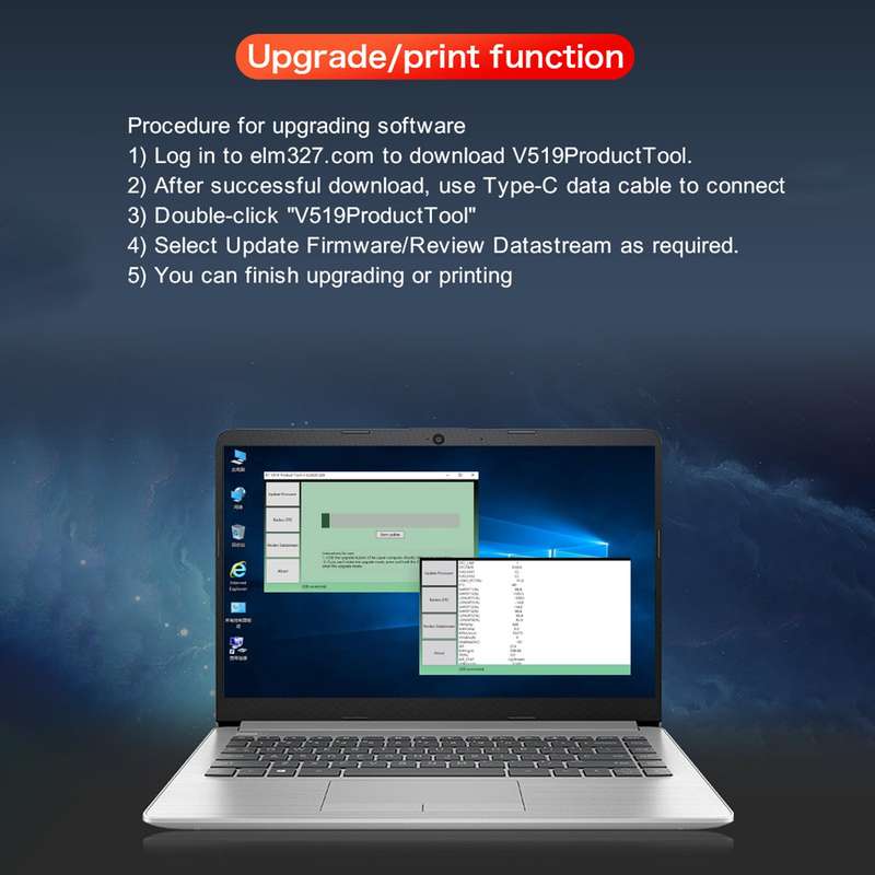 V519 OBDII Diagnostic Vehicle Code Reader Upgraged Support Printing Functions for All OBD II Protoco