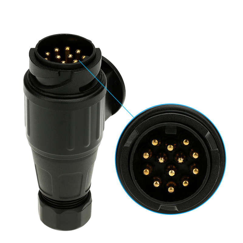 Frosted Material 13-Pin Trailer Plug 12V 13-Pole Tow Bar Towing Plug N Type-Vehicle End