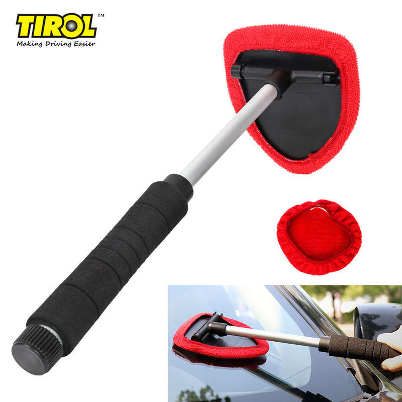 TIROL Car Windshield Cleaner Brush Wiper Telescopic Handle Microfiber Windshield Cleaner Auto Window