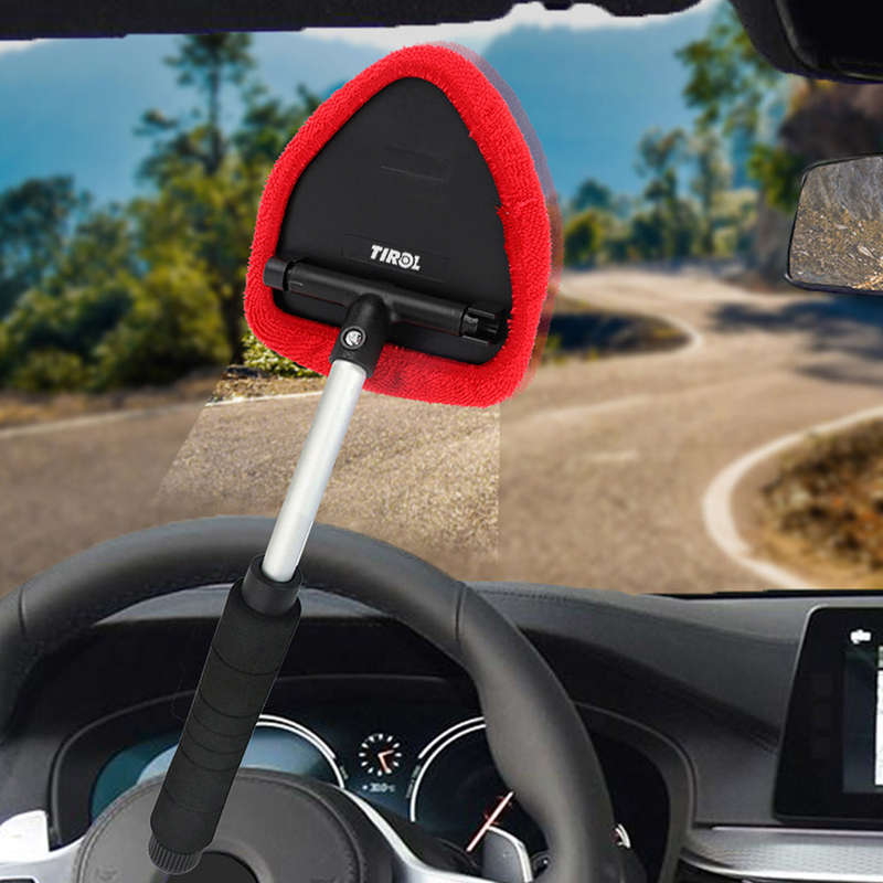 TIROL Car Windshield Cleaner Brush Wiper Telescopic Handle Microfiber Windshield Cleaner Auto Window