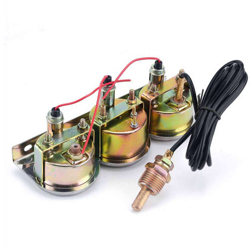 Universal Car 2'' 52mm Chrome Volt Water Temp Gauge Oil Pressure Gauge Triple 3 Gauge Set Gauges Kit