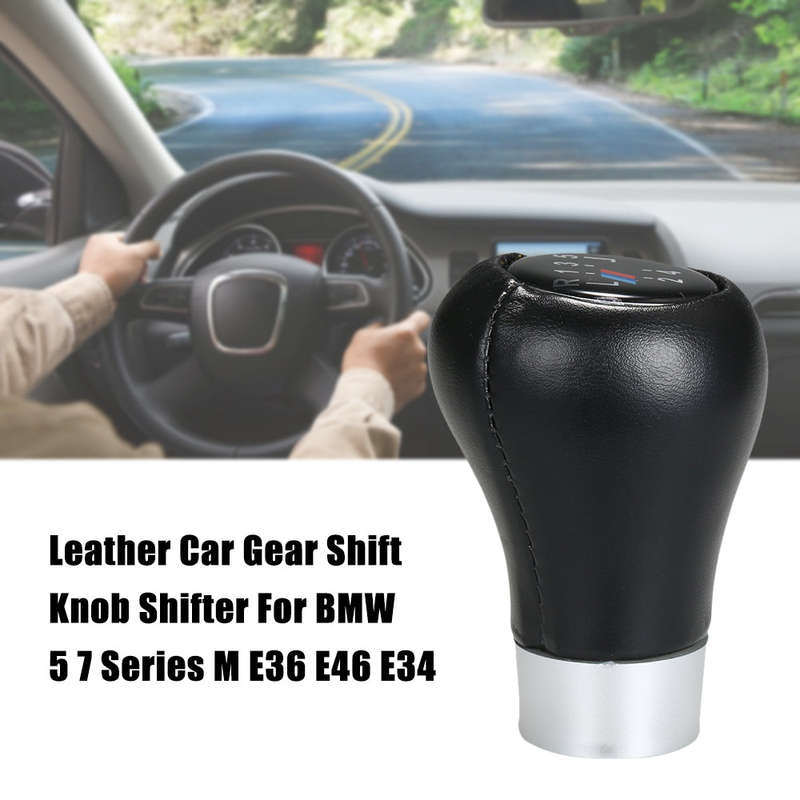 Car Gear Shift Knob Shifter 5 Speed Leather Replacement for BMW 1 3 5 6 Series X1 X3 X5 E60 E61 E65