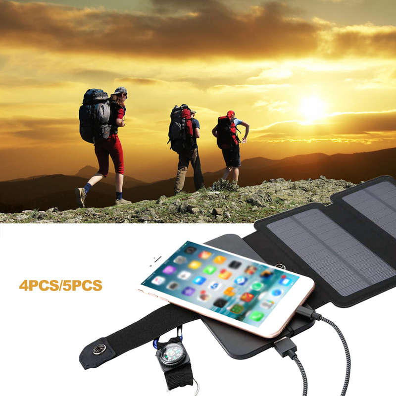 Outdoor Solar Power Charger Mobile Phone Charger Mobile Power Folding Removable Solar Panel 5