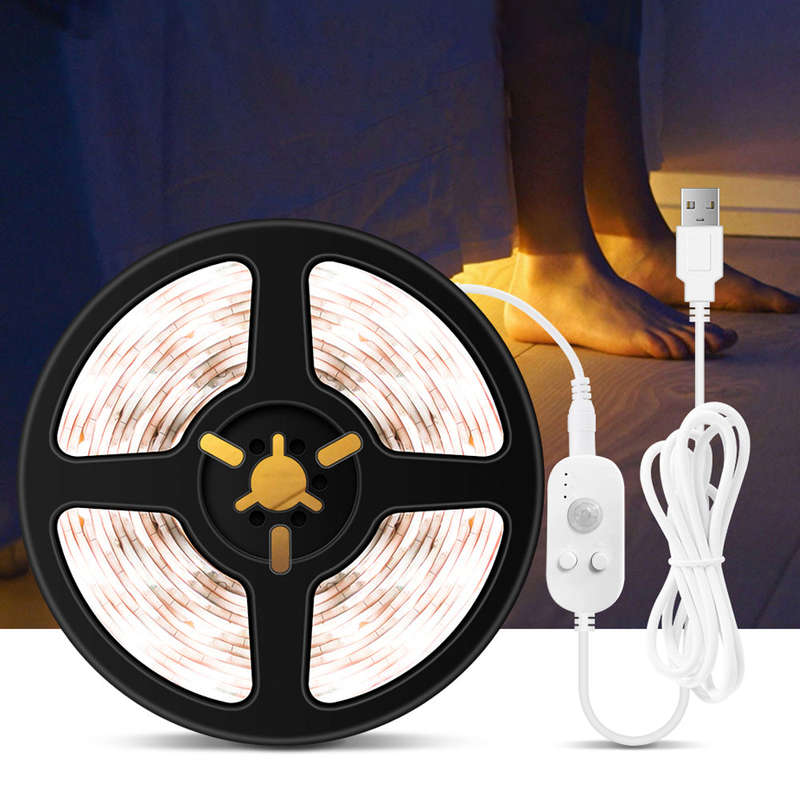 USB Dimmable LEDs Strips Light PIR Motion Sensor 5m 300LEDs Rope Light for TV Computer Deskto