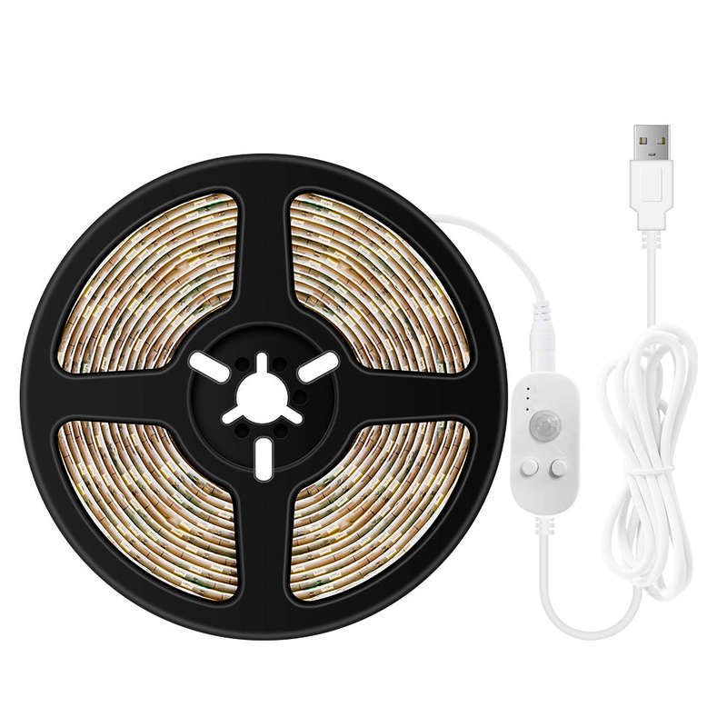 USB Dimmable LEDs Strips Light PIR Motion Sensor 5m 300LEDs Rope Light for TV Computer Deskto