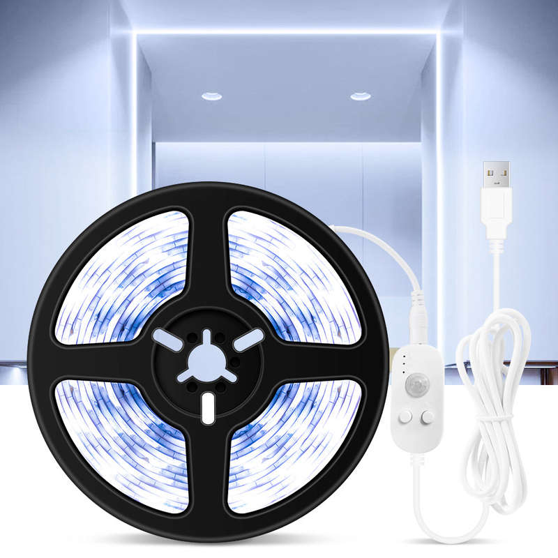 USB Dimmable LEDs Strips Light PIR Motion Sensor 5m 300LEDs Rope Light for TV Computer Deskto
