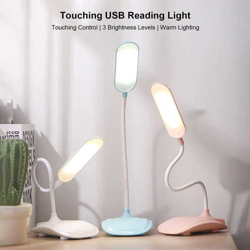 Touching Control Dimmable USB Table Lamp 3 Brightness Levels Warm Lighting 360 Flexible Eye-