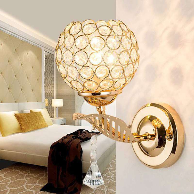 Crystal Wall Sconces Bedroom Wall Lamp Round Modern Bedside Wall Lights Dining Room Hallway L