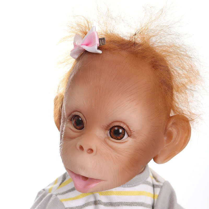 Decdeal Realistic Baby Monkey Doll 16 inch 40 cm Lifelike Reborn Baby Monkey Handmade Detaile