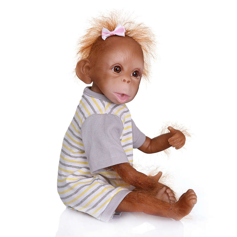 Decdeal Realistic Baby Monkey Doll 16 inch 40 cm Lifelike Reborn Baby Monkey Handmade Detaile
