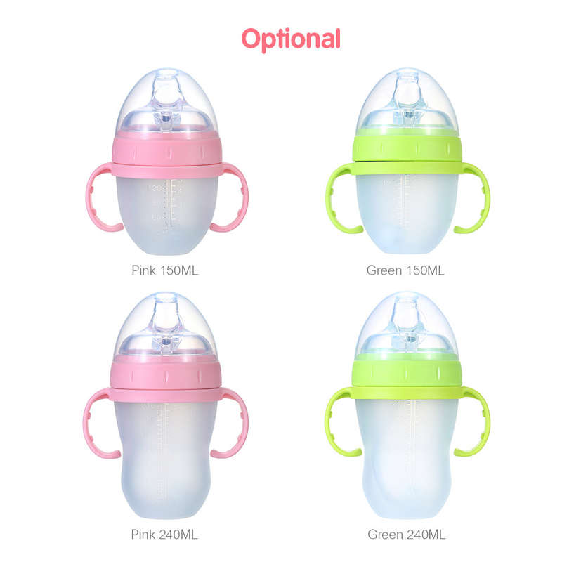 240ml/ 8oz Baby Water Bottle with Straw Wide Mouth Milk Feeding Bottles Leak Proof Non-toxic