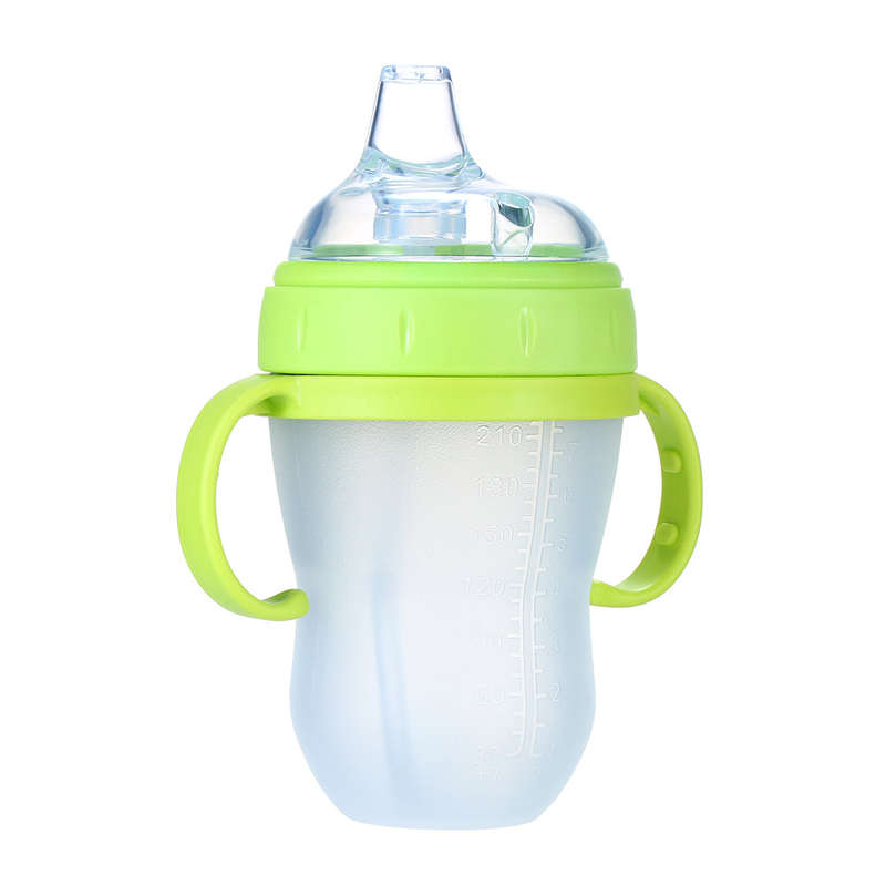 240ml/ 8oz Baby Water Bottle with Straw Wide Mouth Milk Feeding Bottles Leak Proof Non-toxic