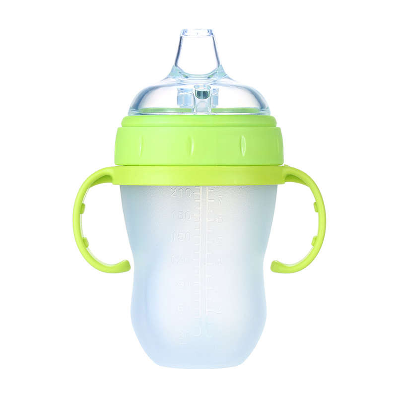 240ml/ 8oz Baby Water Bottle with Straw Wide Mouth Milk Feeding Bottles Leak Proof Non-toxic