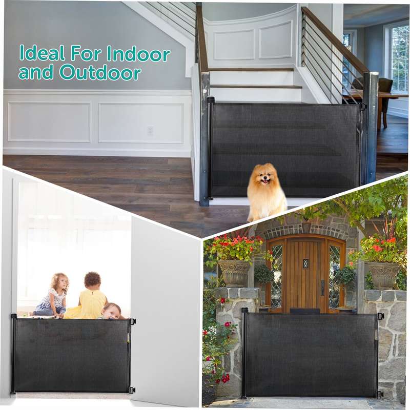 Retractable Baby Safety Gate 34 inch Tall Extends to 61 inch Wide Indoor Outdoor Baby Gate Sa