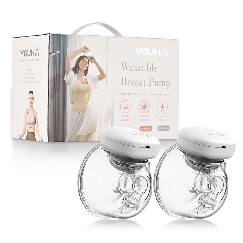 YOUHA 2 Sets Wearable Breast Pump Hands Free Electric Single Portable Wearable Breast Cup 8oz