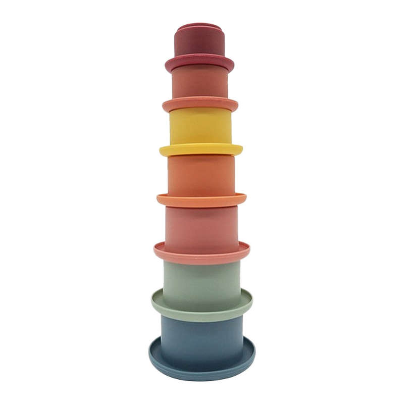 7pcs/set Stacking Cups for Toddlers Baby Stacking Toys Silicone Nesting Stack Cups Early Educ