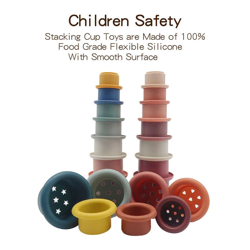7pcs/set Stacking Cups for Toddlers Baby Stacking Toys Silicone Nesting Stack Cups Early Educ