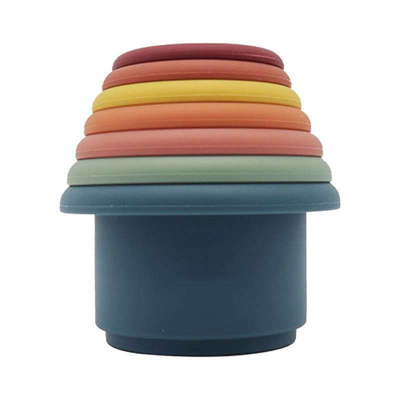 7pcs/set Stacking Cups for Toddlers Baby Stacking Toys Silicone Nesting Stack Cups Early Educ