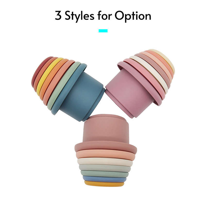 7pcs/set Stacking Cups for Toddlers Baby Stacking Toys Silicone Nesting Stack Cups Early Educ