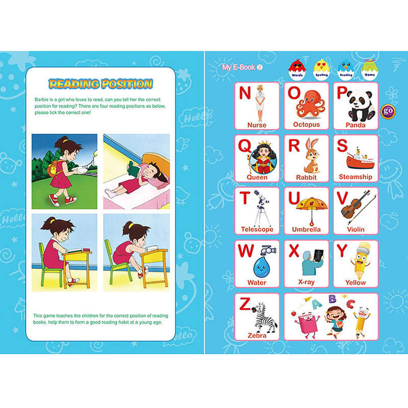 English Sound Board Book Interactive Talking Book Early Educational Reading Toy for Toddlers