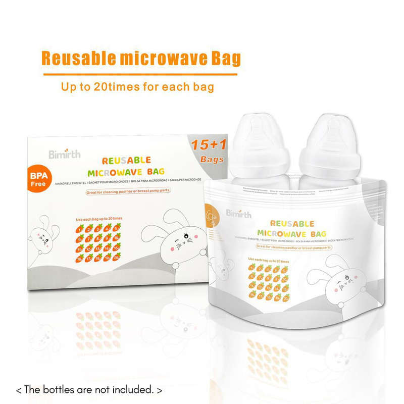 Bimirth S5005 Reusable Microwave Sterilizer Bags Steam Sterilization Bags for Baby Bottles Br