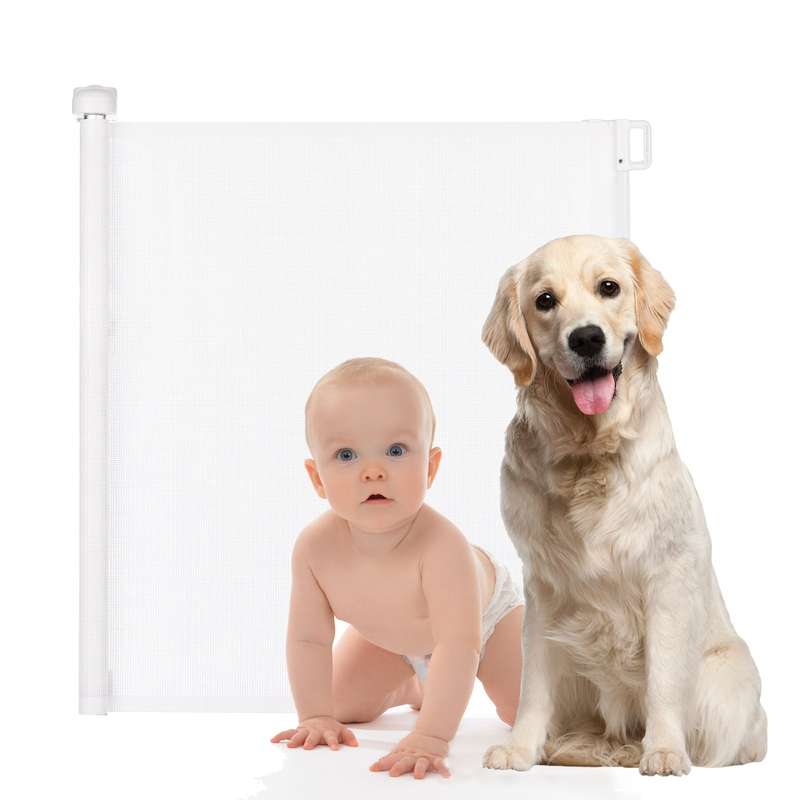 Retractable Baby Gate Indoor/Outdoor Safety Gate for Kids Pets Mesh Fence 33.8 Inch Tall Exte