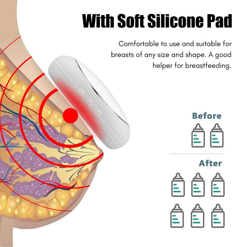 Warming Lactation Massager for Breastfeeding 3 Heating Levels & 5 Vibration Modes Soft Breast