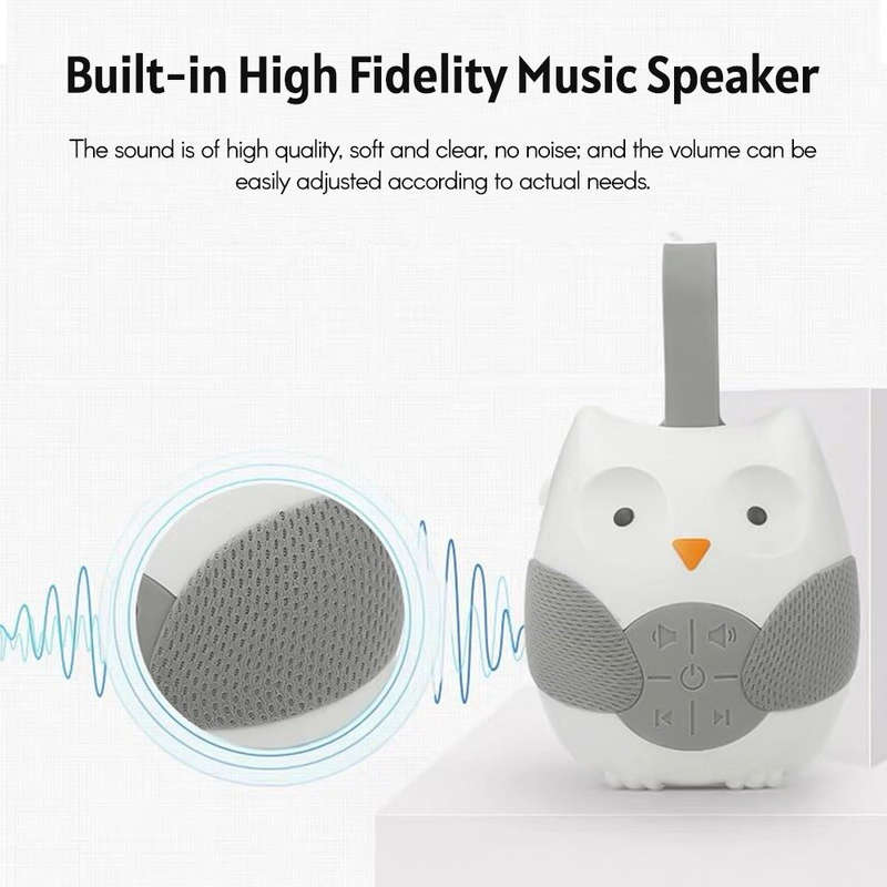 Portable Owl White Noise Machine Baby Soother with 10 Light Music Songs 2 Natural Sounds 2 Lu