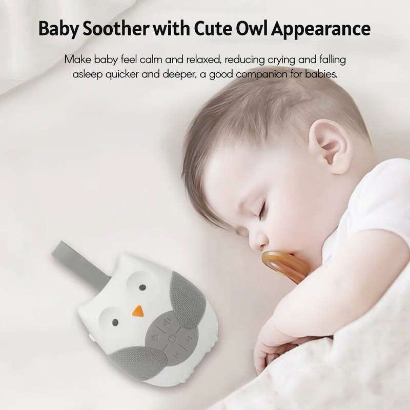 Portable Owl White Noise Machine Baby Soother with 10 Light Music Songs 2 Natural Sounds 2 Lu