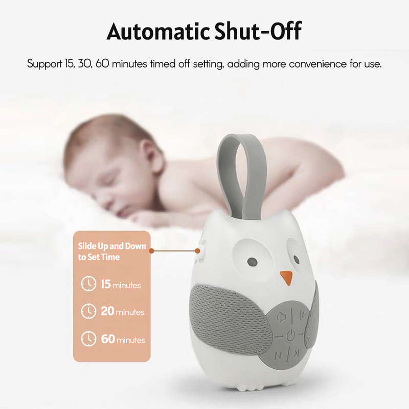 Portable Owl White Noise Machine Baby Soother with 10 Light Music Songs 2 Natural Sounds 2 Lu