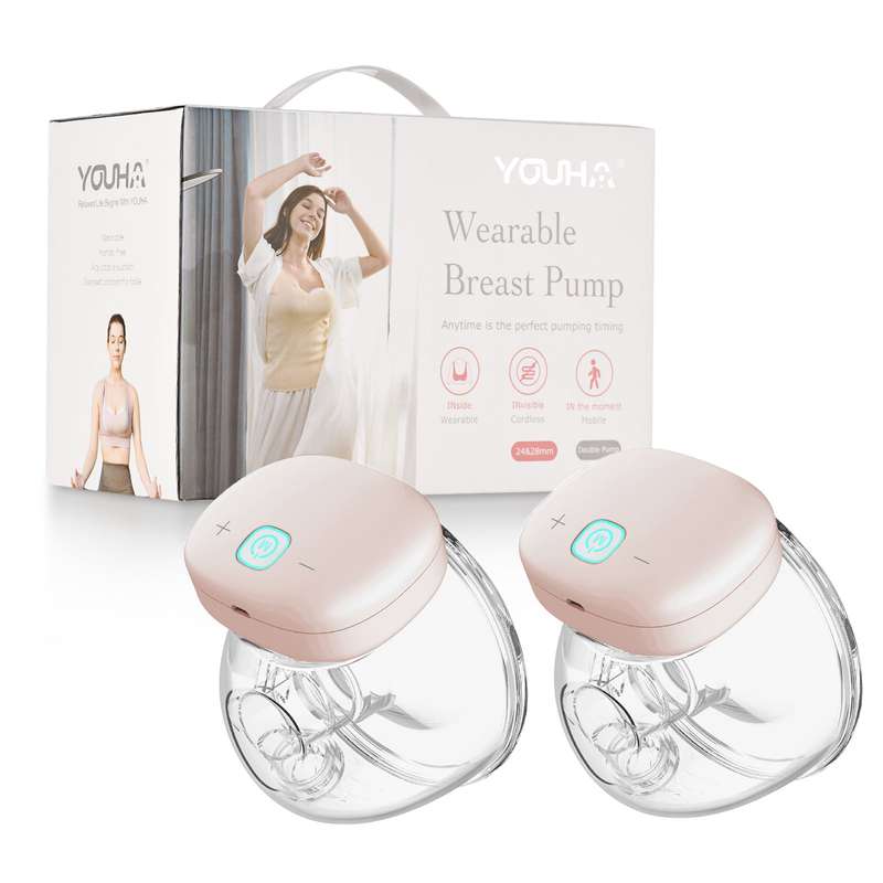 YOUHA Wearable Breast Pump Hands Free Single Electric Breast Cup BPA-free 3 Modes 9 Suction L