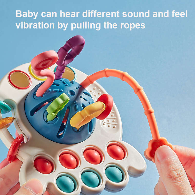 Pull String Toy for Baby Montessori Toys Sensory Toys for Toddlers Food Grade Silicone Baby T