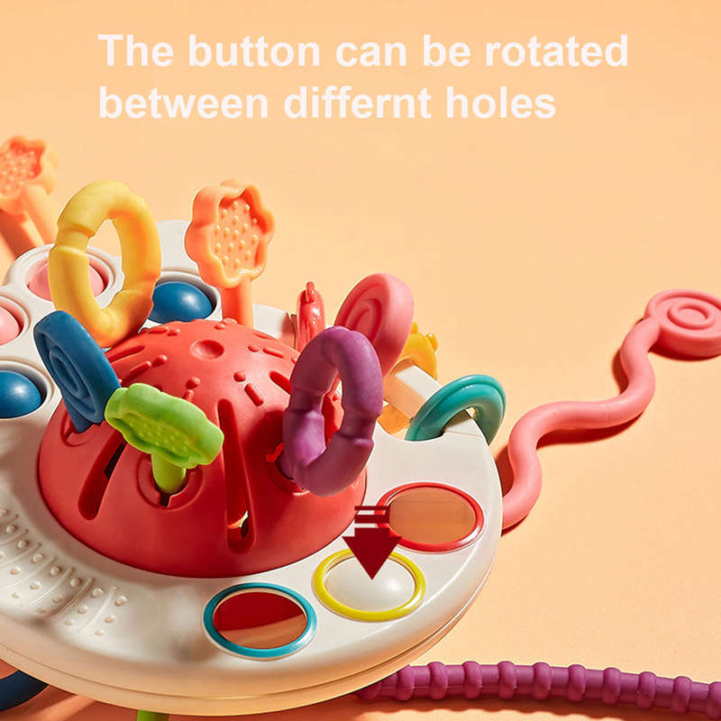 Pull String Toy for Baby Montessori Toys Sensory Toys for Toddlers Food Grade Silicone Baby T