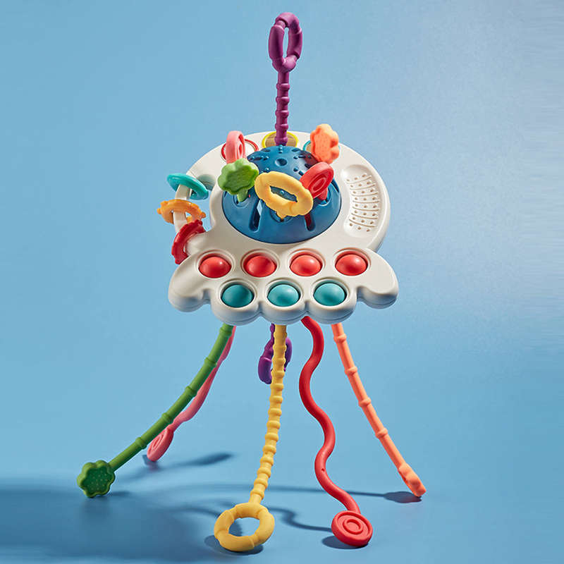 Pull String Toy for Baby Montessori Toys Sensory Toys for Toddlers Food Grade Silicone Baby T