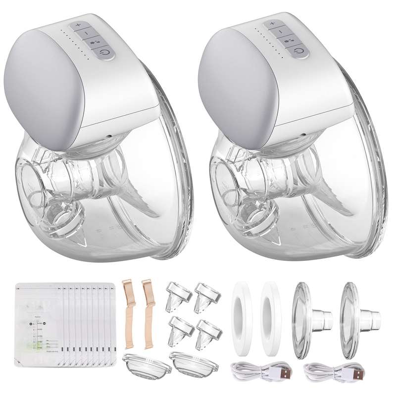 Bebebao BB-P1 2 Pack Wearable Electric Breast Pump Hands Free Portable Breast Cup 8oz/240ml B