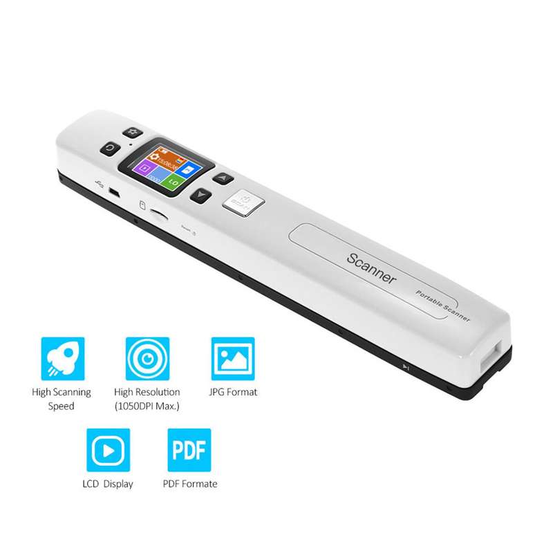 Portable Handheld Wand Document/ Book/ Images Scanner 1050DPI Resolution High Speed Scanning