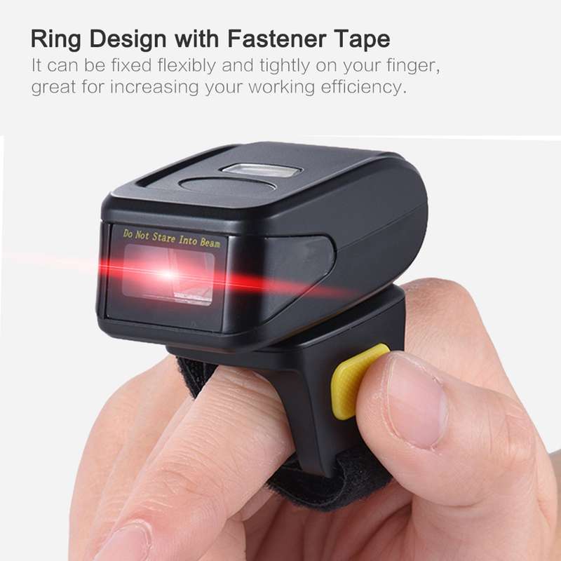 Portable Handheld BT Wireless Ring Finger 1D Barcode Scanner Reader Support for Windows XP 7.