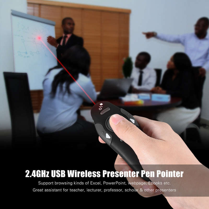 2.4GHz Wireless USB Powerpoint Presentation PPT Flip Pen Pointer Clicker Presenter with Red L