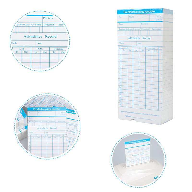 90pcs/ Pack Time Cards Timecards Monthly 2-sided 18 * 8.4cm for Employee Attendance Time Cloc