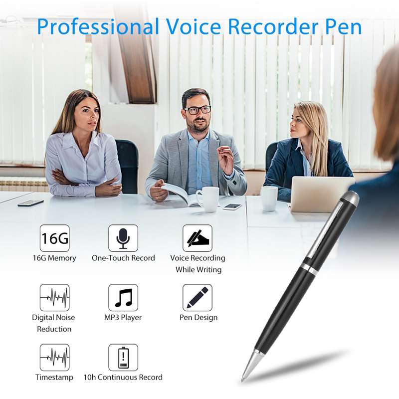 16GB Digital Voice Recorder Pen Sound Audio Dictaphone Recording Device with USB Cable Earplu