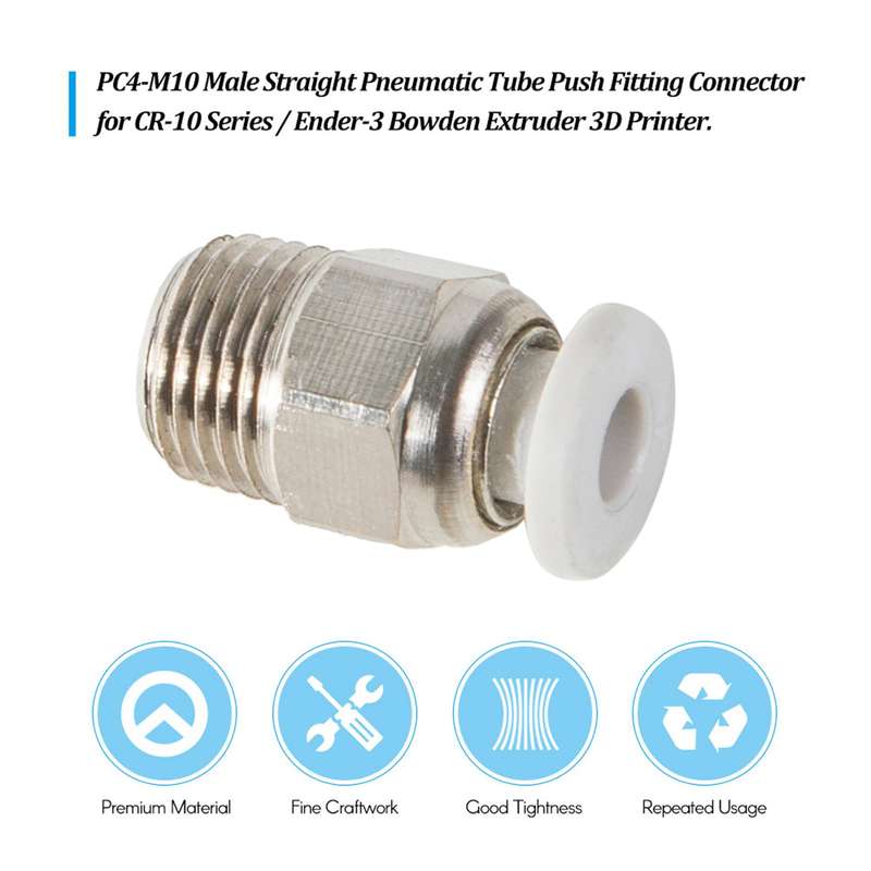 PC4-M10 Male Straight Pneumatic Tube Push Fitting Connector for CR-10 Series / Ender-3 Bowden