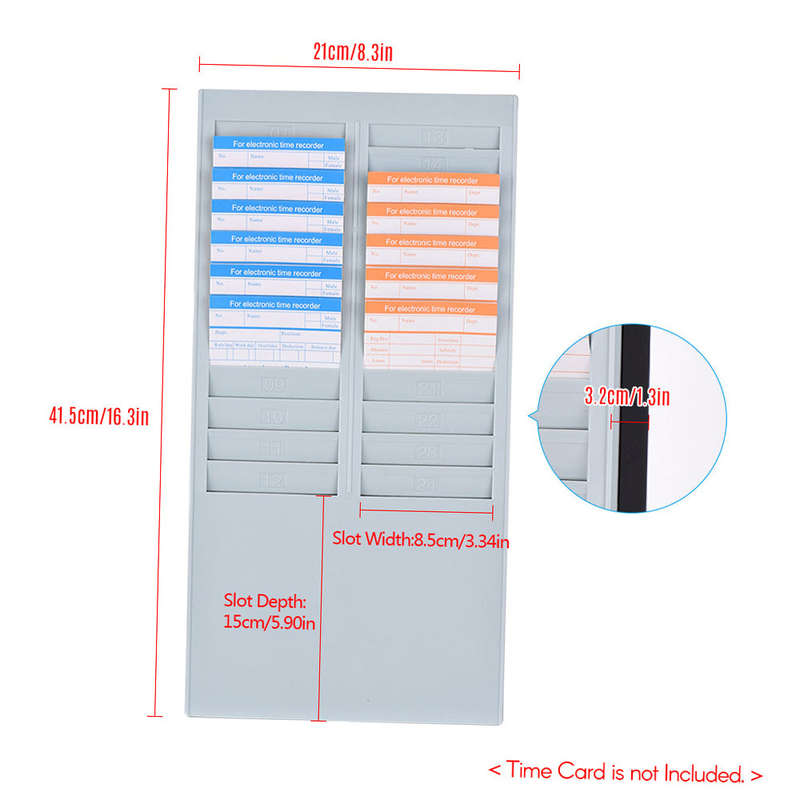 Bisofice Time Card Rack Wall Mount Holder 24 Pocket Slot for Attendance Recorder Punch Time O