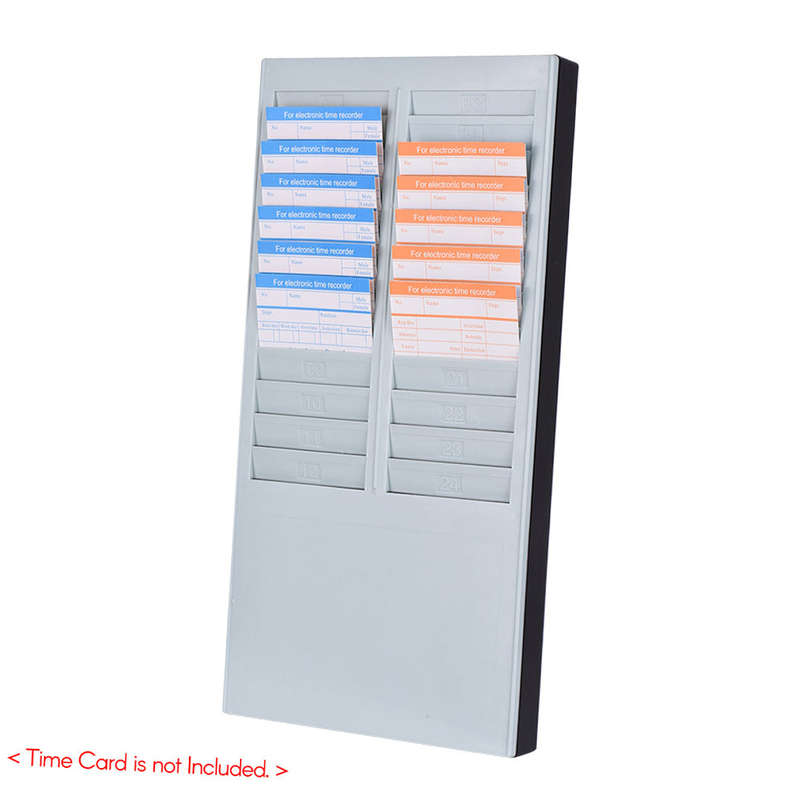 Bisofice Time Card Rack Wall Mount Holder 24 Pocket Slot for Attendance Recorder Punch Time O