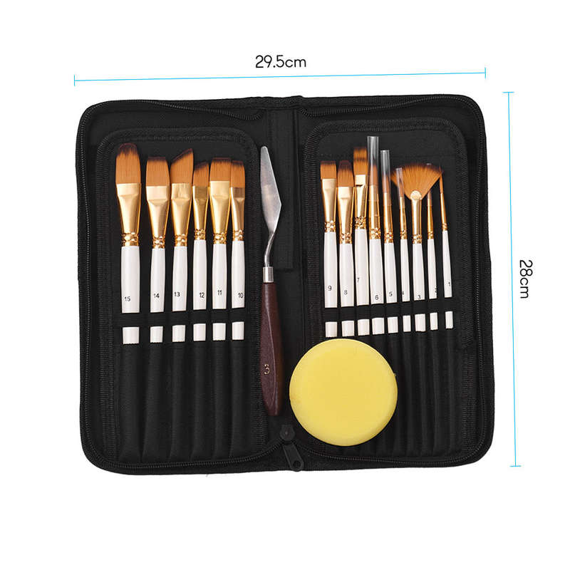 Artist Paint Brush Set 15 different Shapes & Sizes Paintbrushes Wood Handles No Shed Hairs wi
